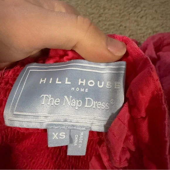 HILL HOUSE Ellie Tonal Seersucker Ruffle Shoulder Tiered Nap Dress, Watermelon - Picture 5 of 9